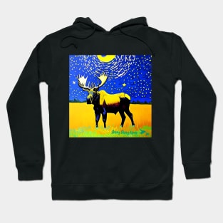 Moose T-Shirt Van Gogh Style Starry Night Hoodie